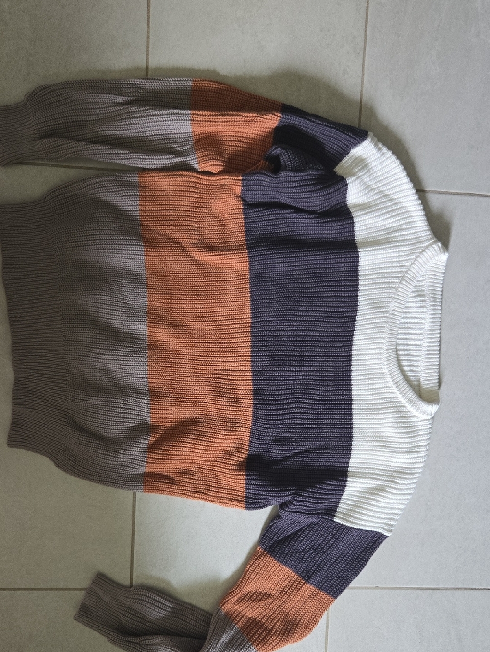 Striped Knit Sweater in BEIGE, SLATE, RUST, & KHAKI